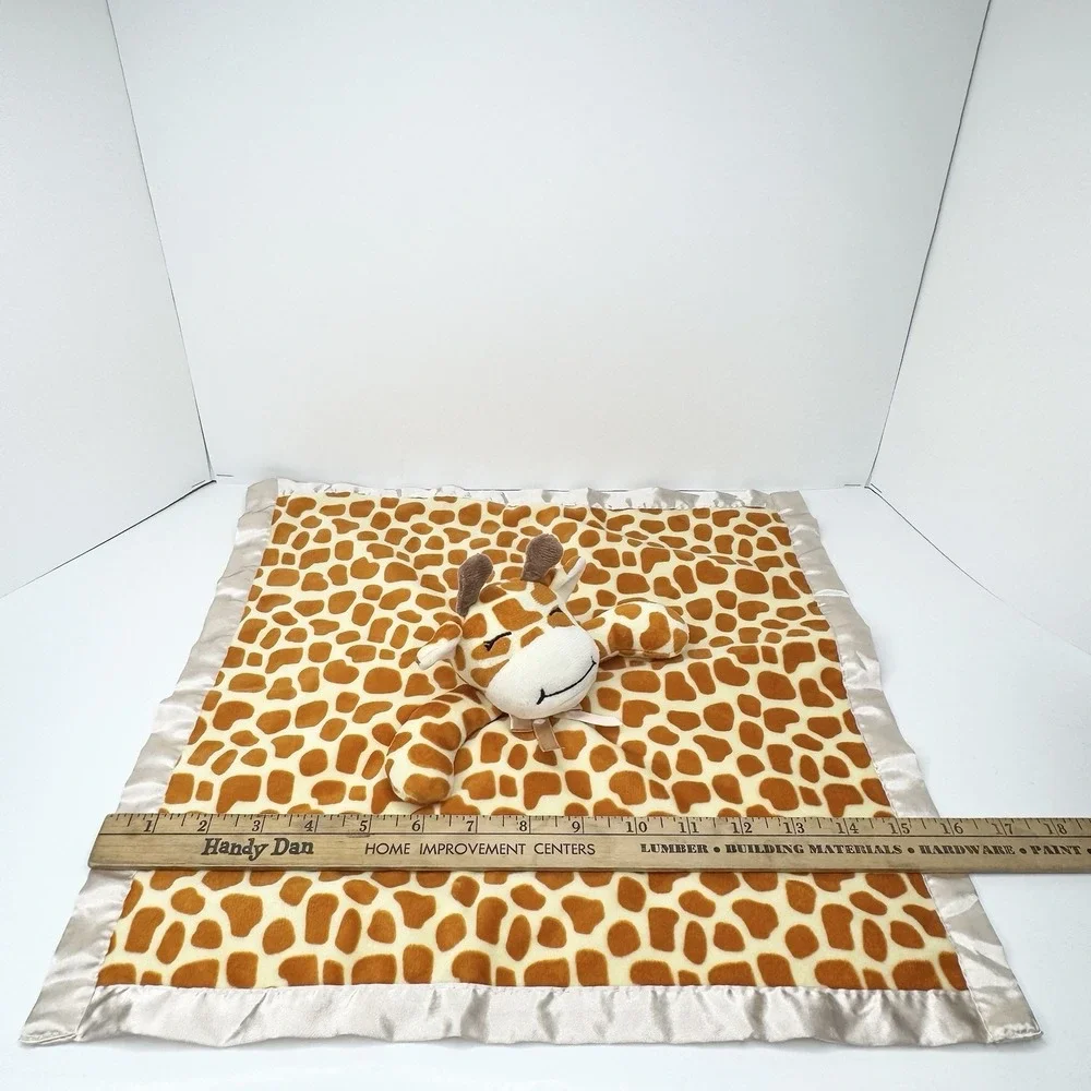 Pro Goleem Giraffe Plush Lovey Security Blanket Satin Trim Bottom